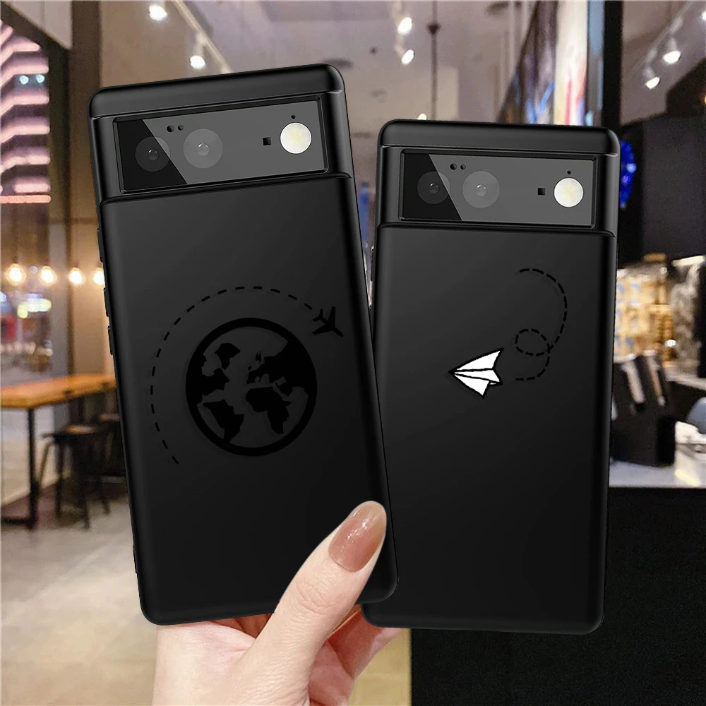 

Black Phone Case For Google Pixel 7a 7 Pro Paper Airplane Cases For Pixel 7 6 6Pro 6a 5a 5G 4XL 4 3XL 3 3a XL 4a Soft TPU Cover