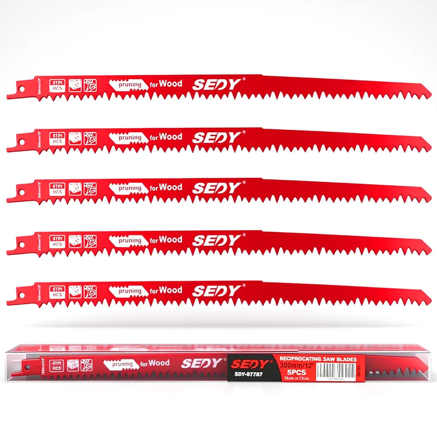 

5-Pack 12-Inch Pruning Saw Blades, 5TPI for Wood Cutting and Tree Trimming