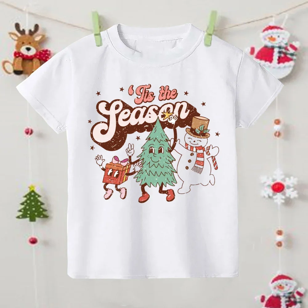 It's The Most Wonderful Time of The Year Print Kids Shirts Christmas Party Boys Girls Outfit Holiday Child T-shirt Xmas Clothes