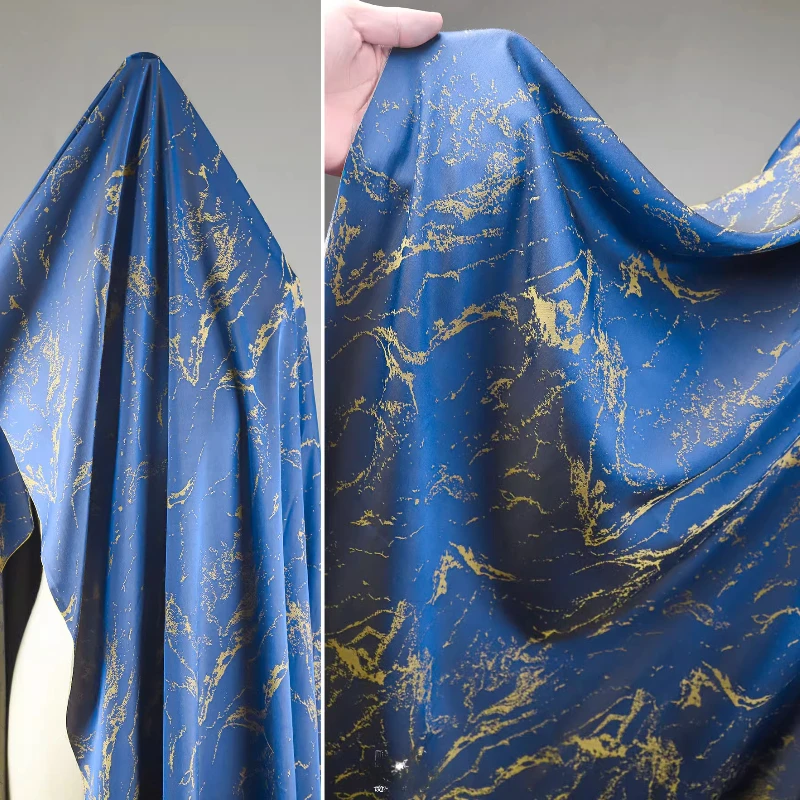 

Кобальтово-синяя позолоченная жаккардовая ткань, вискоза, костюм в китайском стиле, рубашка, платье, дизайнерская ткань, ткань для шитья своими руками, материал