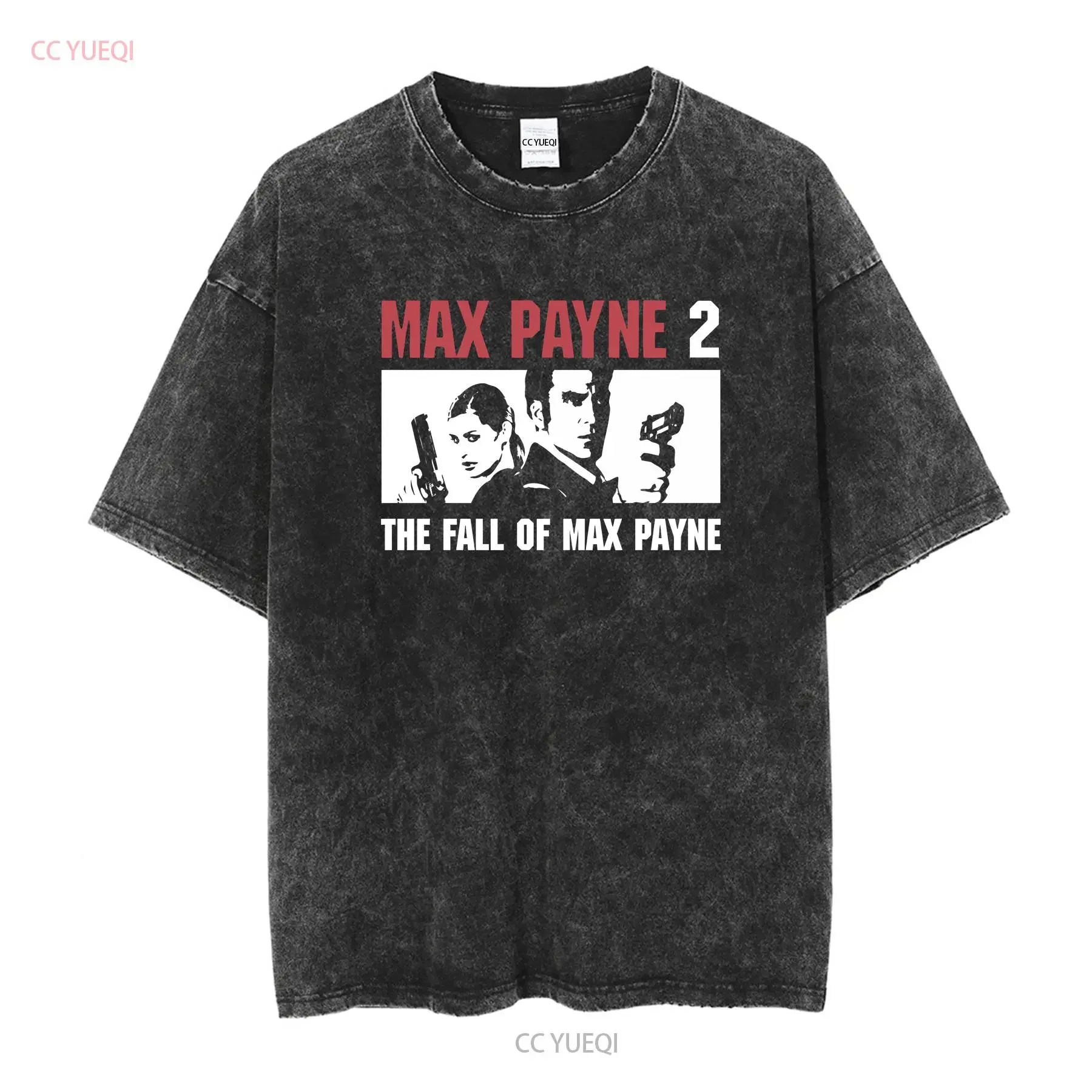 2003 The Fall of Max Payne 2 Video Game Promo Vintage T shirt Size M Black Y2K vintage Washed fashion homme Versatile Soft