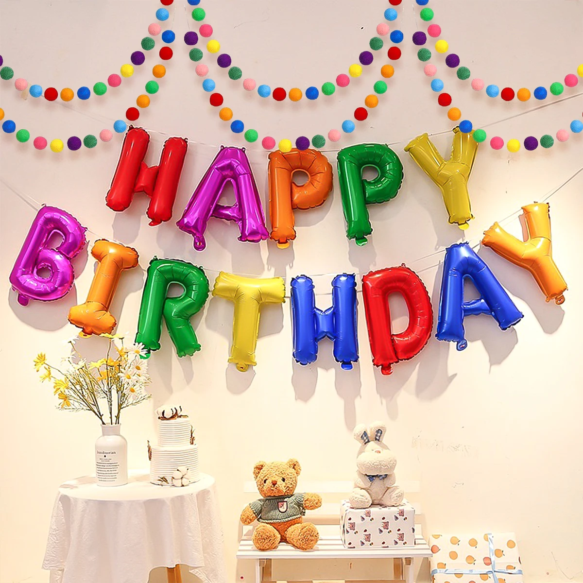1 Stück Buntes 3D-Geburtstagsbanner-Set, Partydekoration und Foto-Requisiten, Geburtstagsfeier-Dekorationen – Detail 4