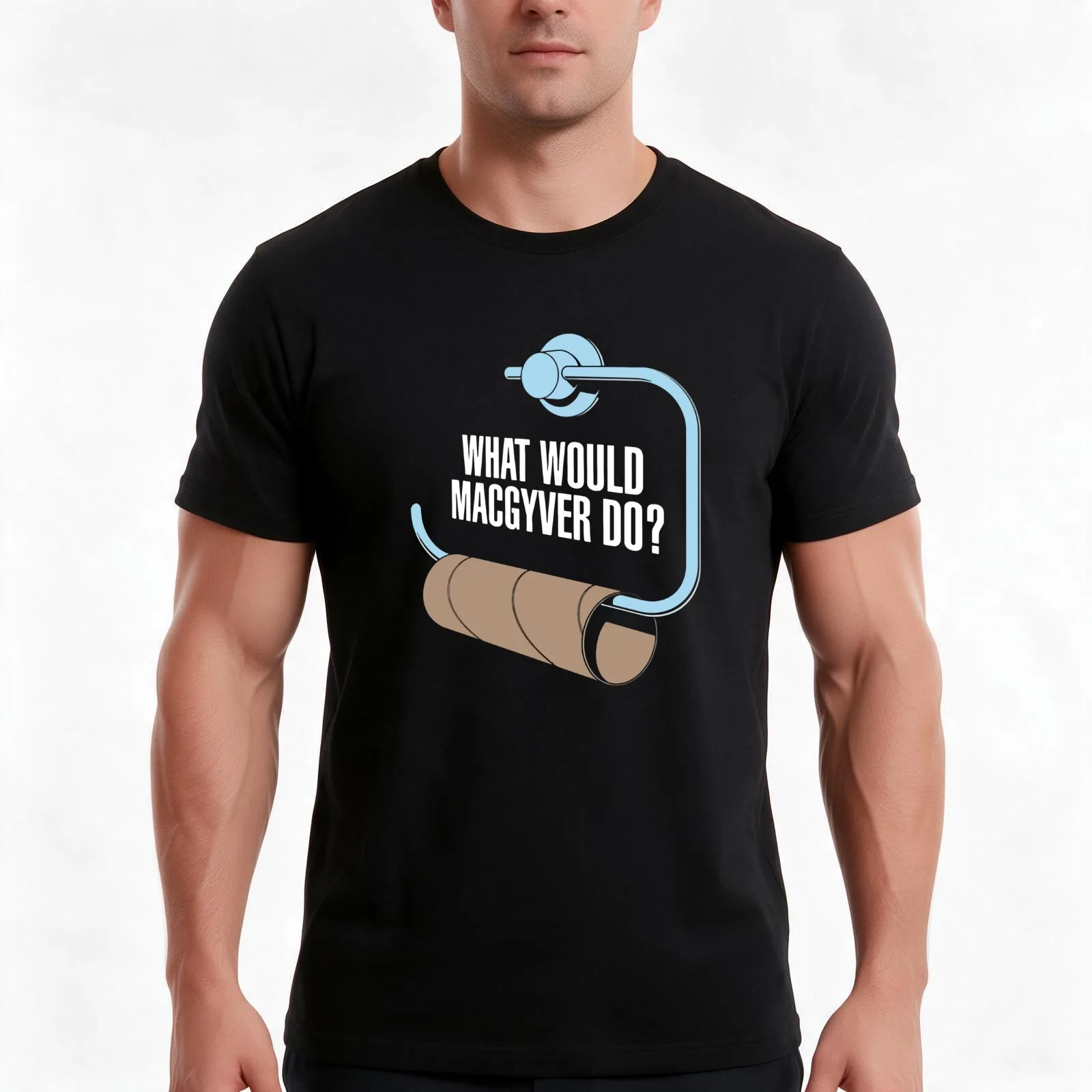 What Would Macgyver Do Funny Toilet Roll T-Shirt, Summer Casual Cotton Tee, Oversized Streetwear Tops, Vintage Graphic Print