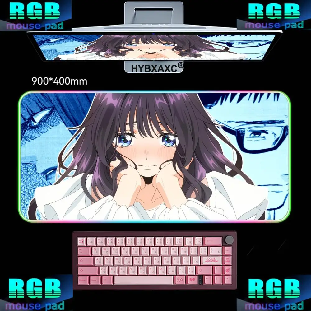 HYBXAXC  New Anime The Fragrant Flower Blooms with Dignity Mouse Pads RGB Gaming Mouse Pad Desk Mat HD Gamer Large LED Light XXL