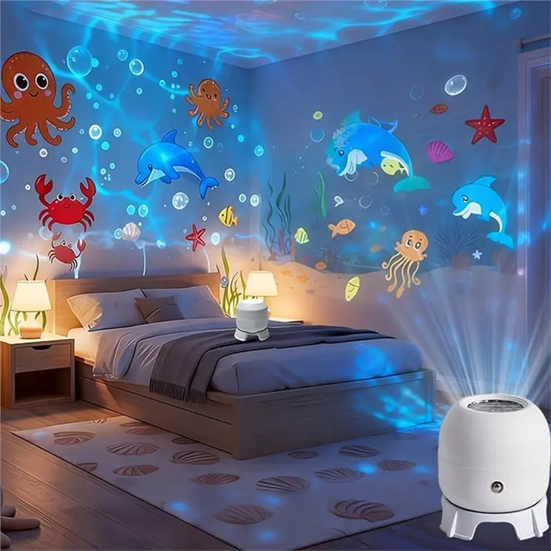 [NEWA64Z!】 LED Ocean Projector Light, 360° Rotating Dynamic Night Light, USB Powered Ambient Lamp, Decorative Lighting