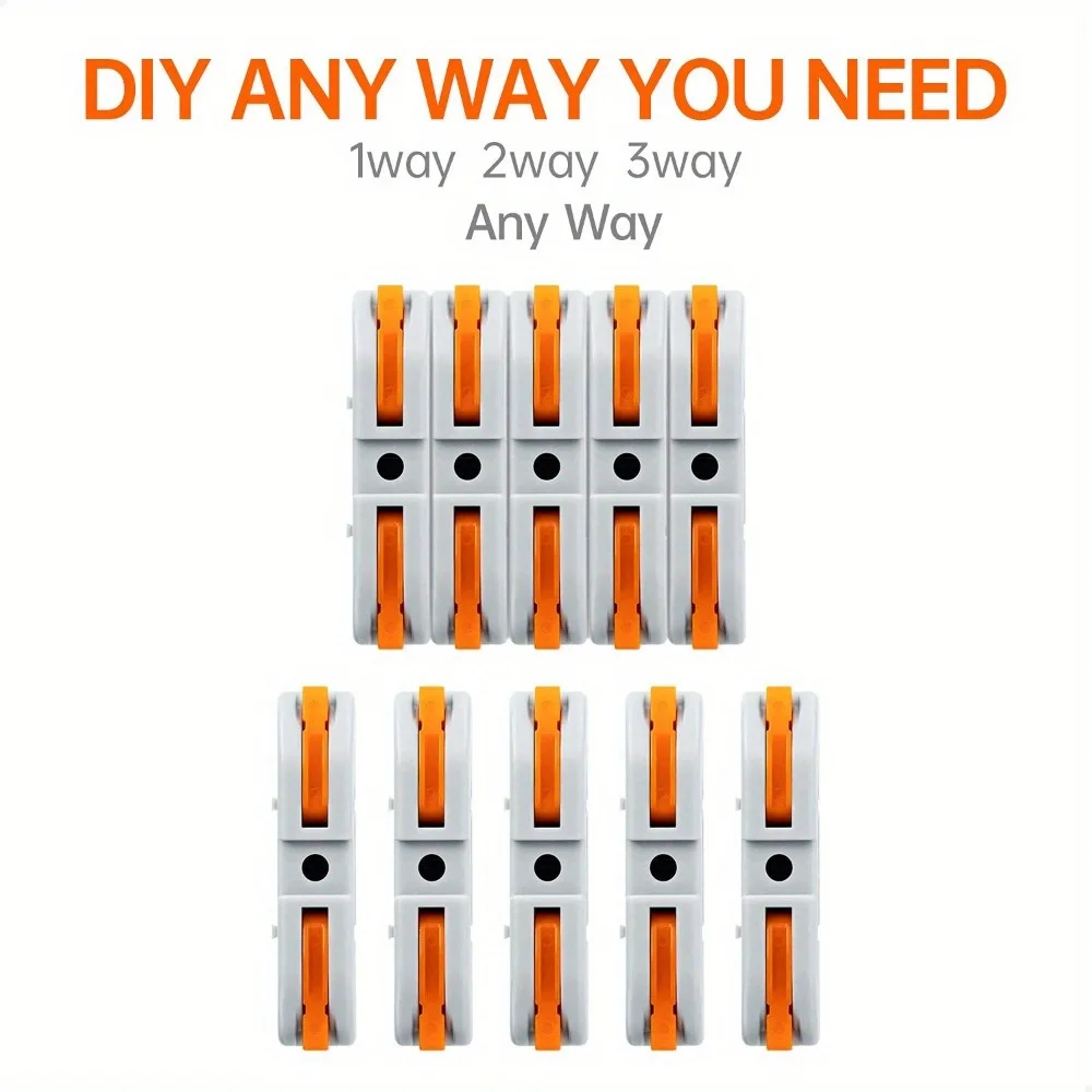 1 conector de fio PCS - Conectores de emenda compactos de 1 condutor para circuitos em linha, compatível com 24-12 AWG (cor laranja)