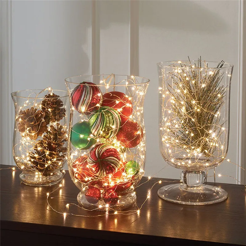 10PCS 20 LED Silver Wire Fairy Garland Lamp LED String Lights Christmas Wedding Home Party Decoration Powered By CR2032 Battery