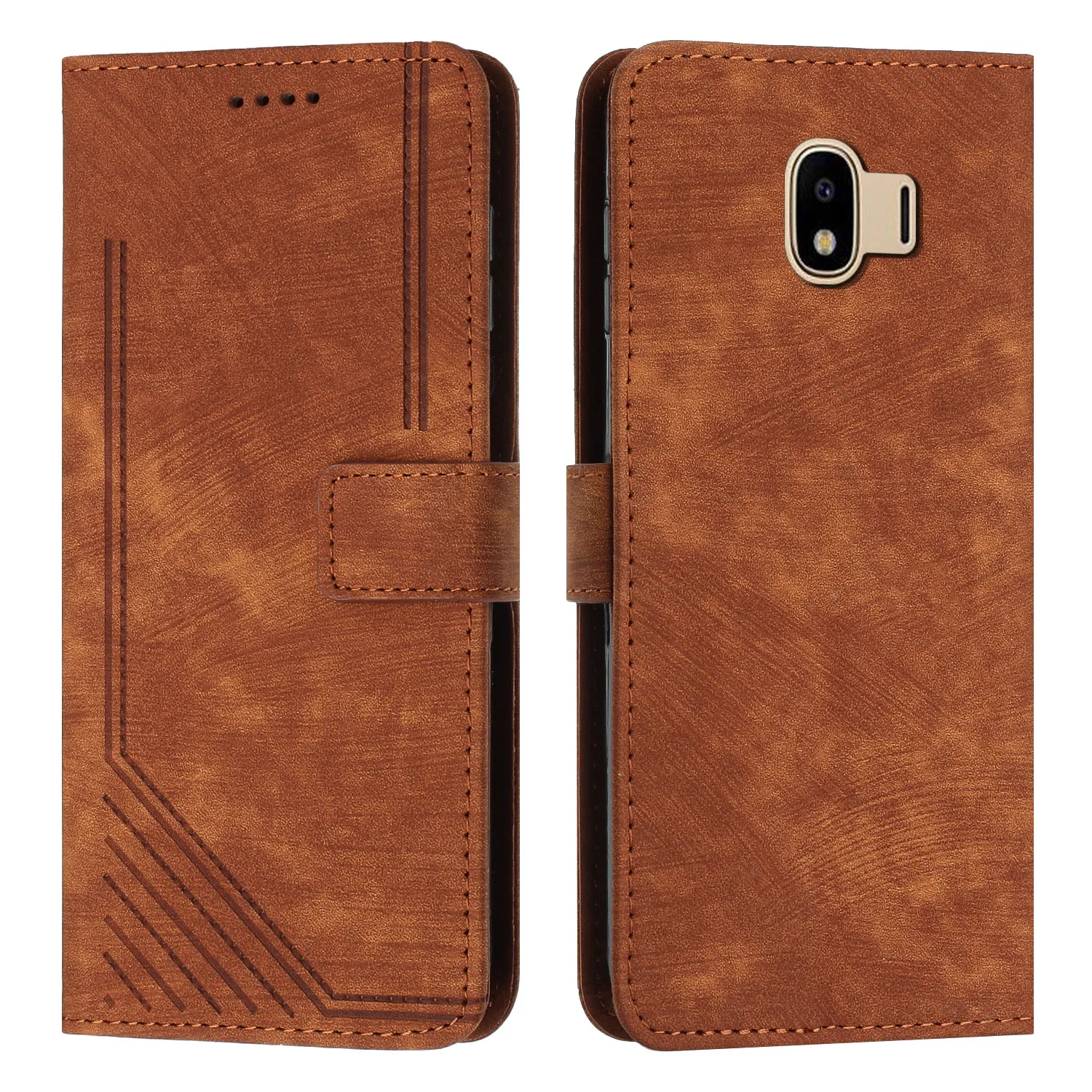 

For Samsung Galaxy J4 2018 phone case skin feel line terms silicone clamshell leather case
