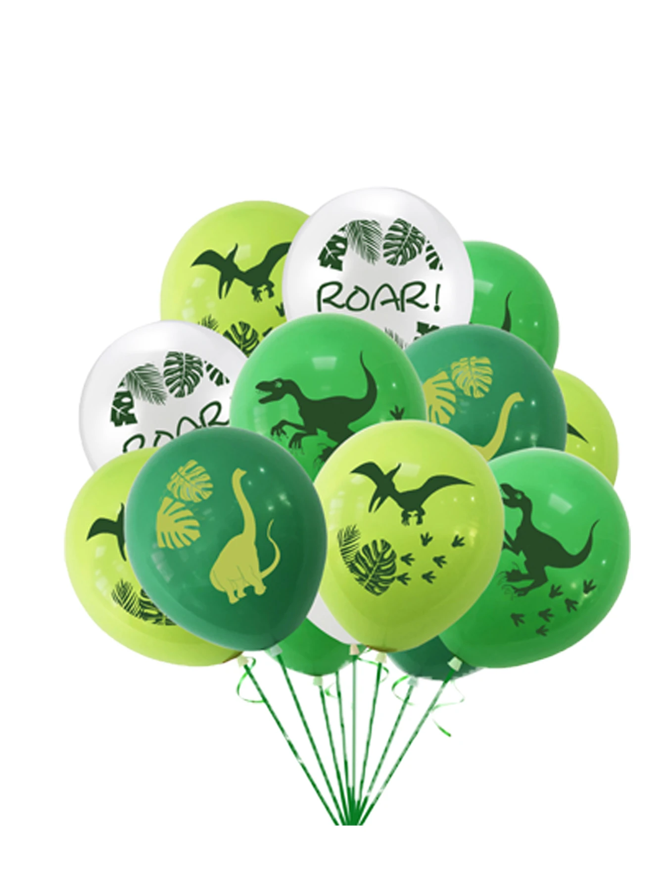 20 Stück grüne Zahlen-Dinosaurier-Luftballons-Set, alles Gute zum Geburtstag, Banner, Latex-Luftballons, Wald-Dinosaurier-Thema, Geburtstagsparty-Dekorationen – Detail 4