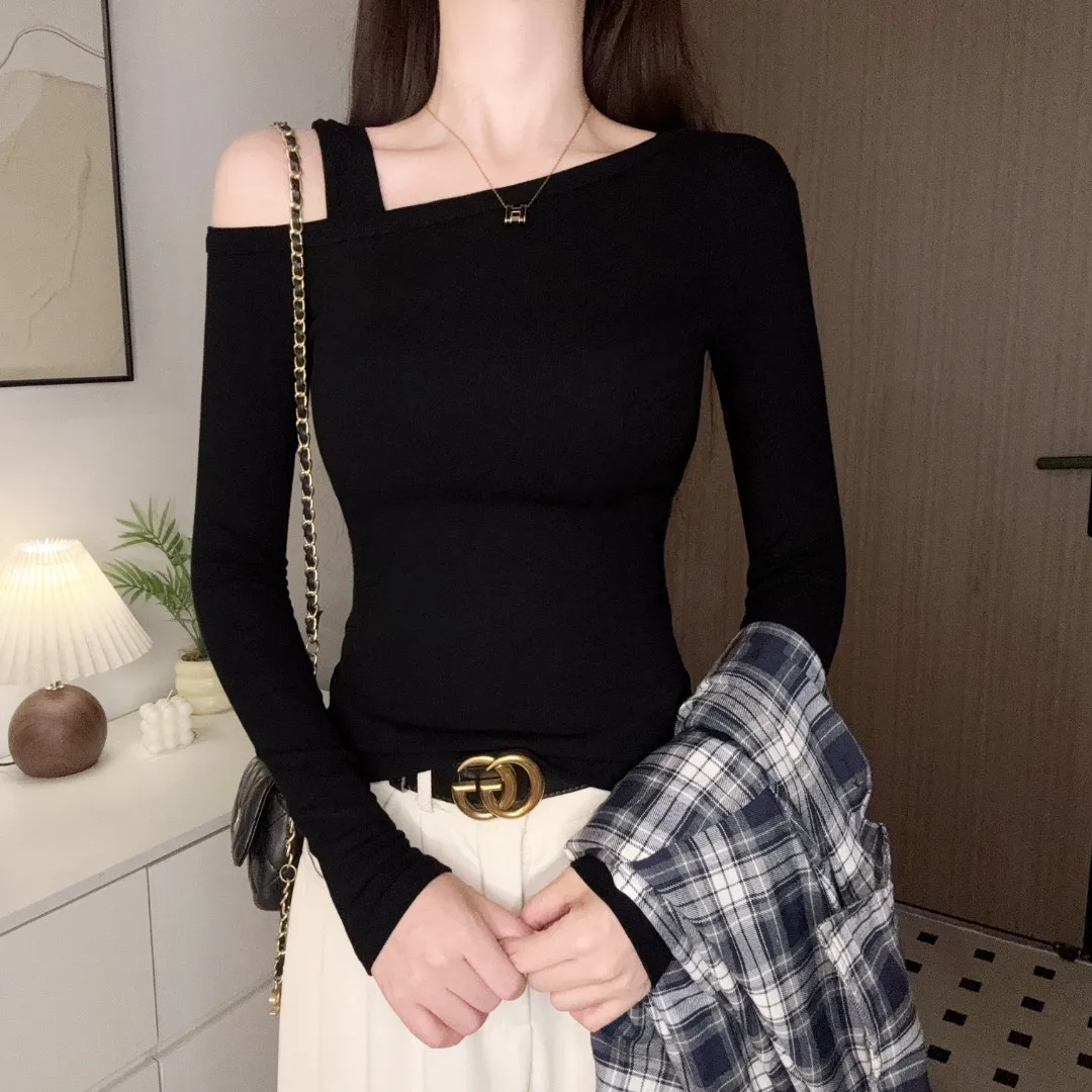 Women’s Off-Shoulder Long-Sleeved T-Shirt Flattering Slimming Soft Breathable