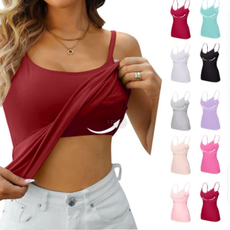 

Plus Size Vest Women Modal with Chest Padded Integrated Outer Wear Non-Rim Cup Underwear Sport Home Camisole