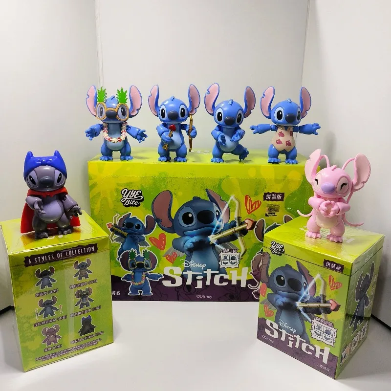 Miniso New Stitch Assembled Building Block Doll Ornament Movable Model Building Block Man Lilo & Stitch Desktop Ornament