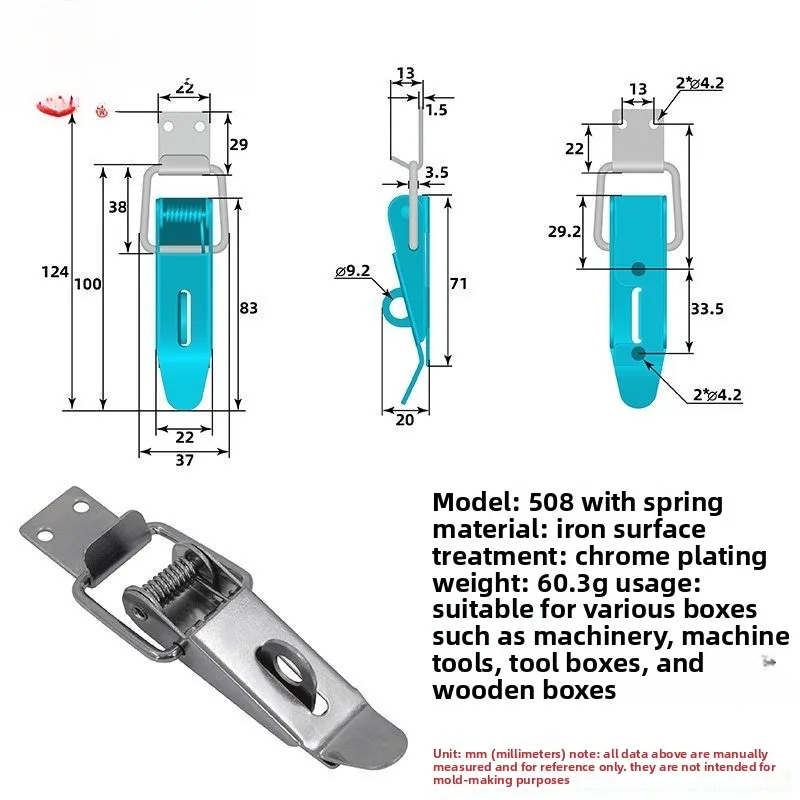 1PC Duck Beak Spring Buckle Stainless Steel Door L Lock Hasp Latches Wooden Box Furniture Cabinet Door Spring Buckles Clamps