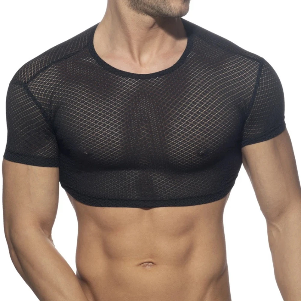 Fashion Hot New Stylish Mens Tops T-Shirt Summer Casual Tank Causal Classic Fishnet Party Regular See-through M-2XL