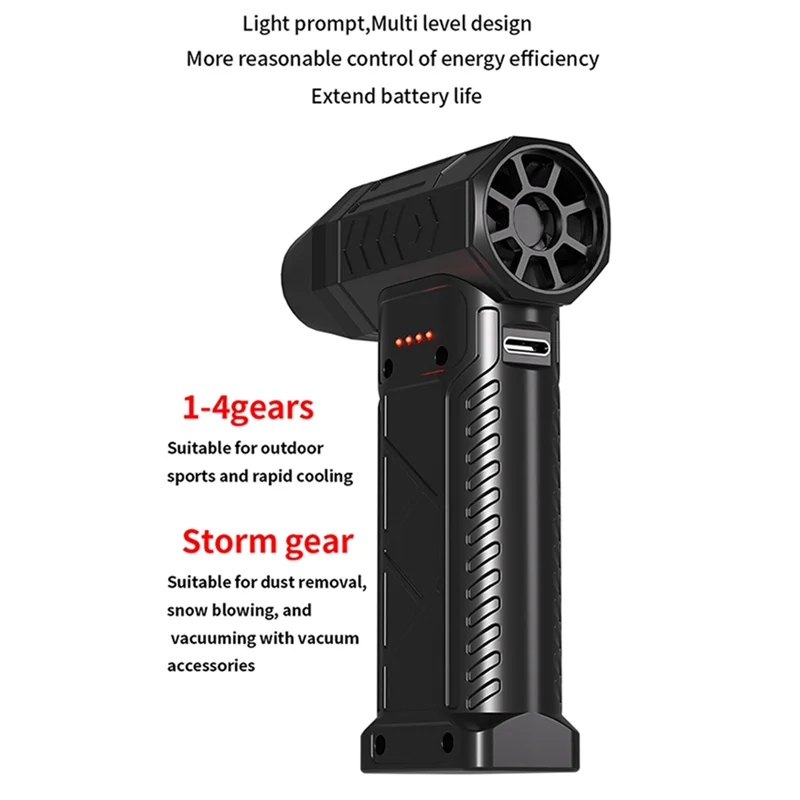 ABRU-New 52M/S Violent Fan High Speed 150000 RPM Turbofan With High Air Volume Brushless Charging Handheld Outdoor Car Fan