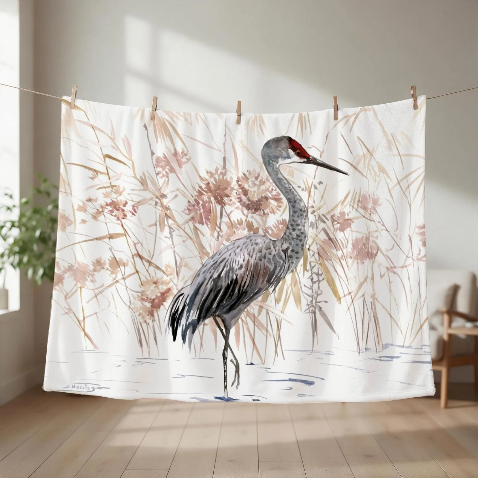 Sandhill Crane in Florida Throw Blanket couch cozy soft plush fuzzy picnic outdoor blanket