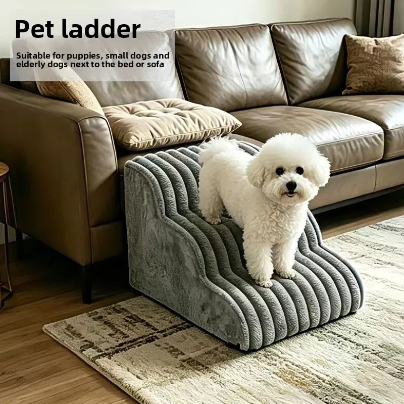 Washable Fabric Pet Stairs Small To Large Dogs Two Three Or Four Step Indoor Bed Sofa Climber Breathable Sponge Fill Anti-Slip