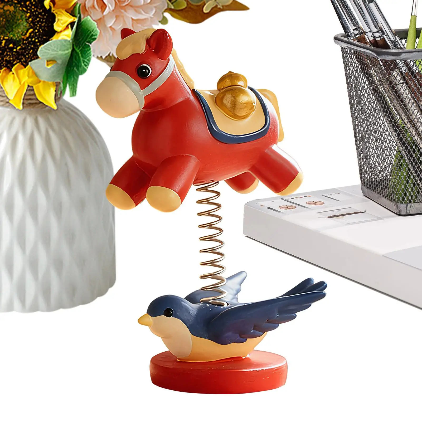 

Реалистичная праздничная коллекционная настольная статуэтка-лошадка: качающаяся лошадка-украшение для друзей, студентов, взрослых, мужчин, женщин, для дома