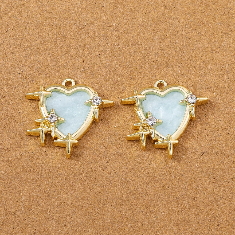 5 Stück 23*24mm Emaille Liebe Herz Charms Anhänger für Schmuckherstellung Ohrringe Halskette DIY Armband Zubehör Zubehör – Detail 5