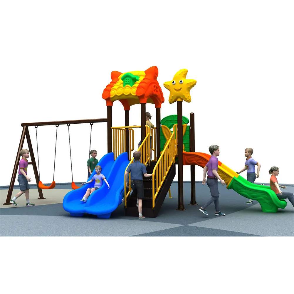 Factory Price Backyard Kindergarten Children Play Equipment Kids Outdoor Playground Slide Swing Set