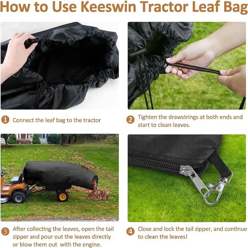 Large Capacity Lawn Tractor Leaf Bag Grass Catcher Bag Fast Leaf Collection 78.7