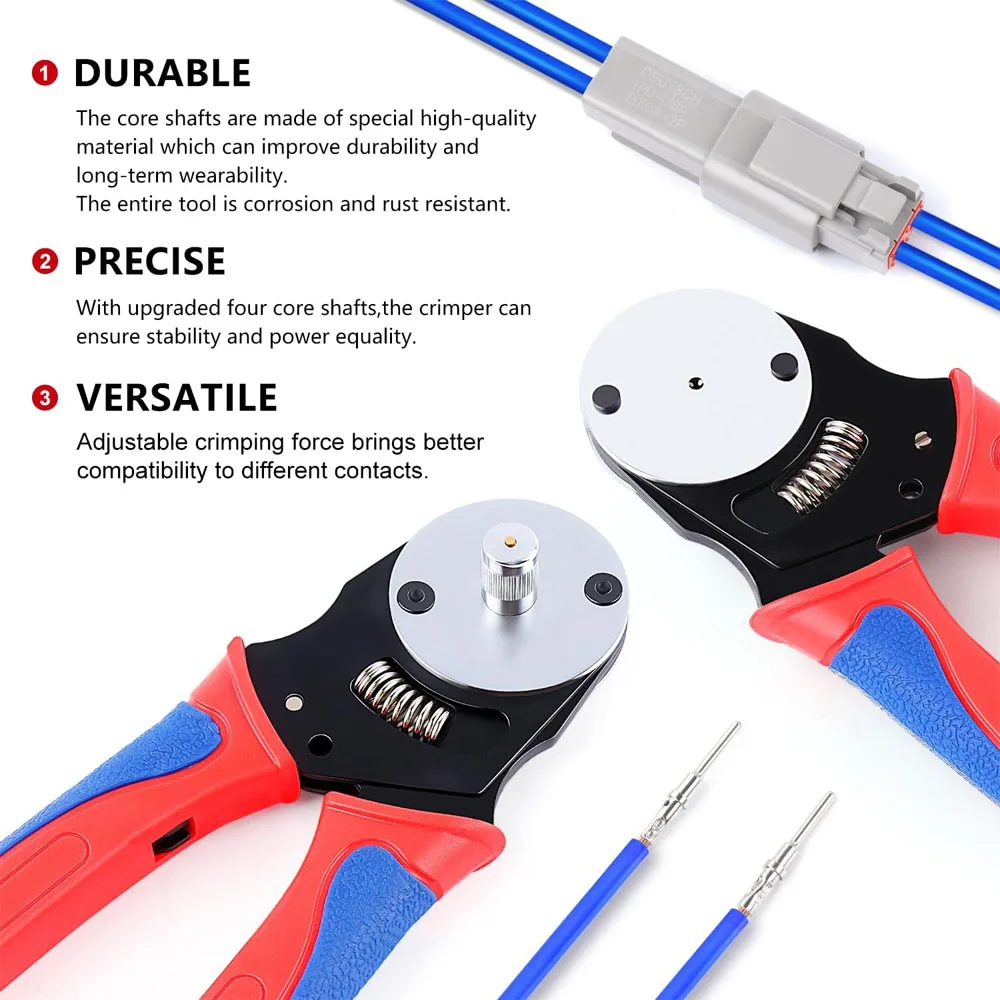 Circular Connector Contacts&Solid Barrel Contact Crimp Tool 4 Way Indent,8 Impression Type Pliers Deutsch Closed Barrel Crimper