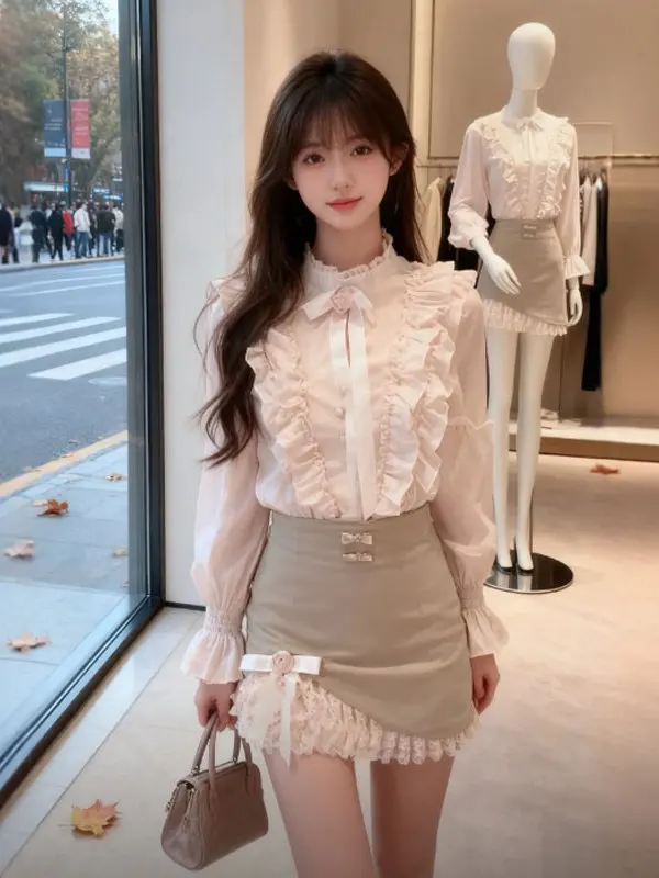 

Корейский комплект Sle Faion, маленький размер, супер красивая юбка с запахом, комплект из двух предметов, зимний удобный комплект