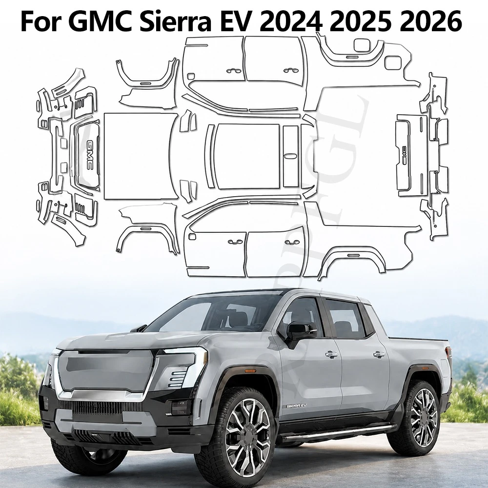 For GMC Sierra EV 2024 2025 2026 TPU Full Vehicle Paint Protection Film Clear Bra Pre-cut PPF Scratch Resistant Self-adhesive