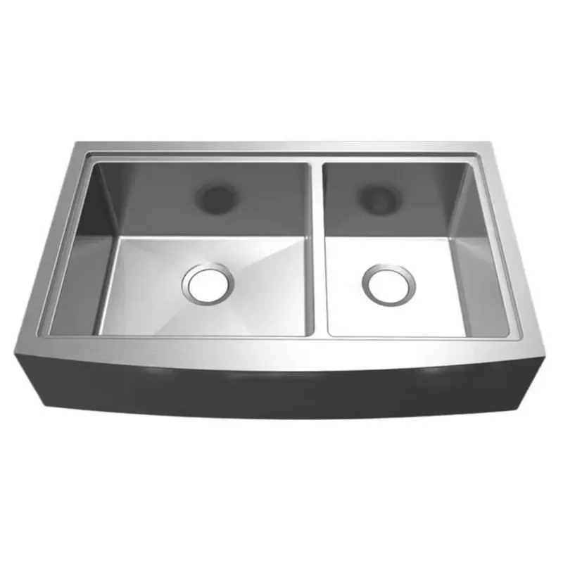 STLF Factory direct sales 304 SUS stainless steel handmade bottoms apron front farmhouse kitchen sink double bowl