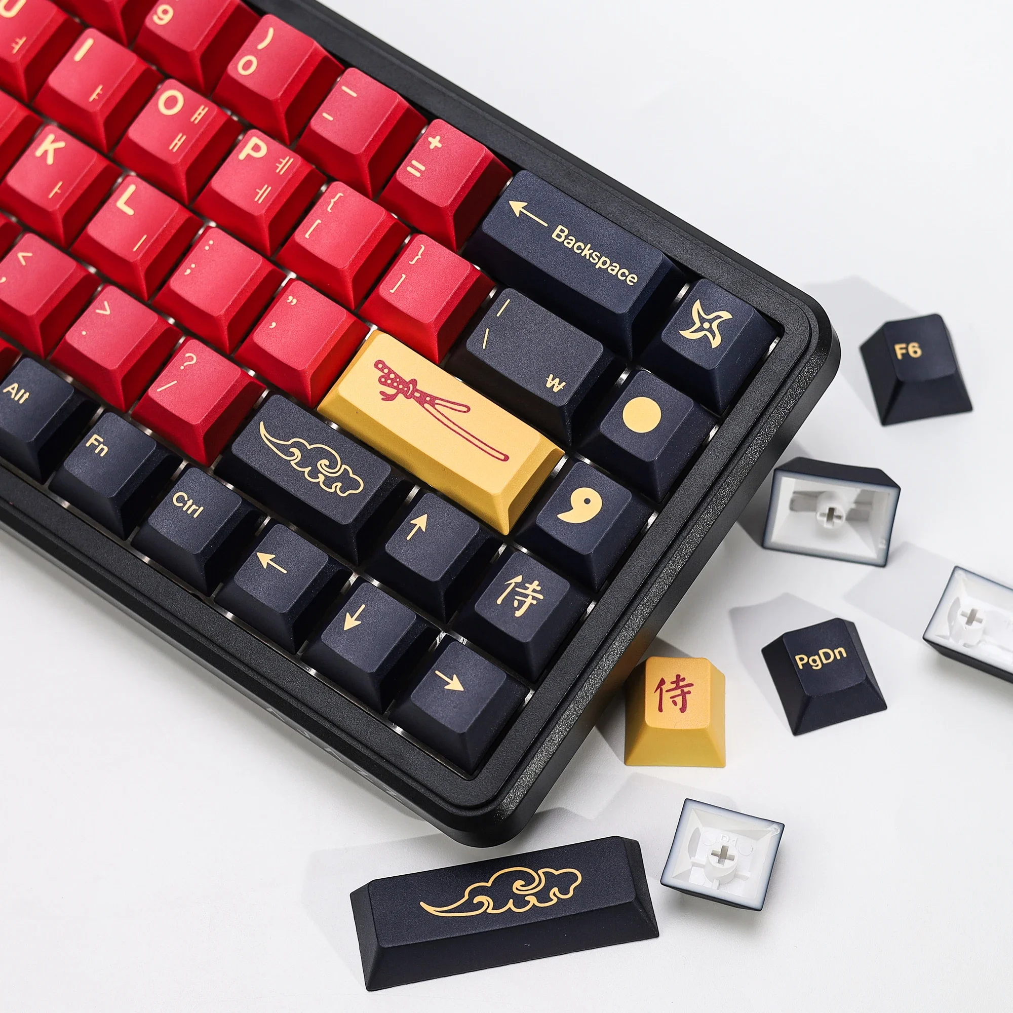 

KBDiy Korean Keycaps Retro GMK Red Samurai Cherry Profile PBT Ailce Keycap Custom For 60 Gaming Mechanical Keyboard KIT Key Caps