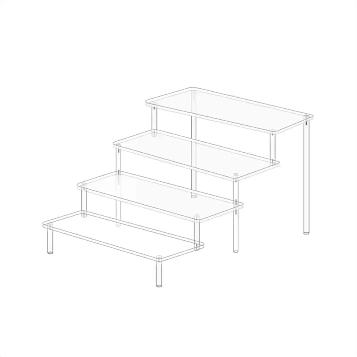 2026 Trend Acrylic 4-Tier Step Display Rack for Place Figures, Dolls, Anime, Jewelry, and Cosmetics 40x27.2x20cm