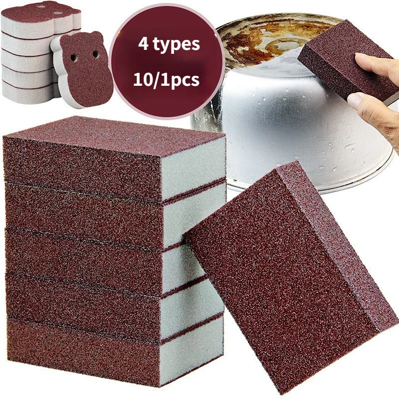 10/1pc Sponge Eraser Brush Rust Remover Brush Dish Pot Cleaning Brush Sponge Emery Descaling Clean Rub Pot Kitchen Tools Gadgets