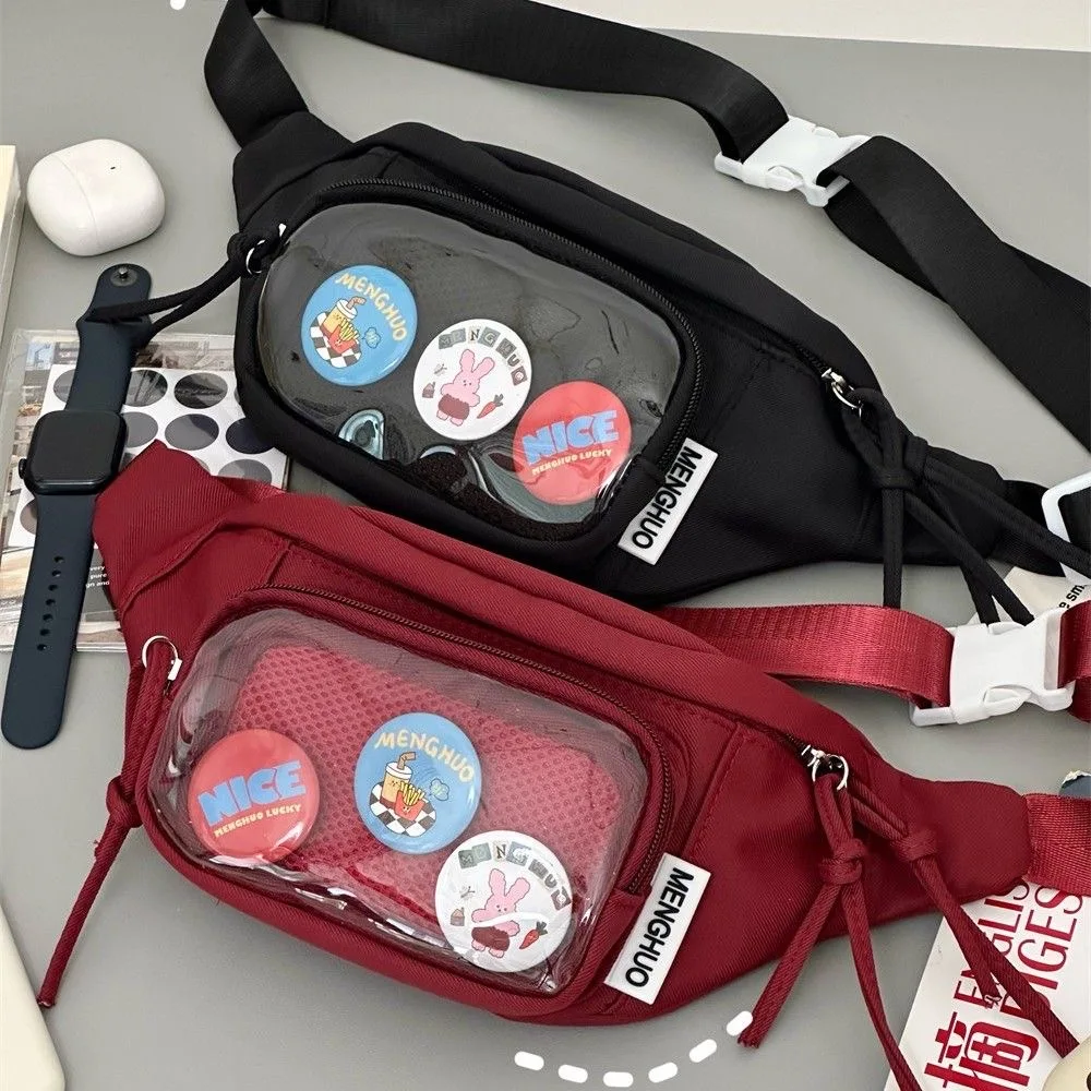 Japanese Kawaii Itabag Girls Transparent PVC Chest Bag For Women With Badges Display Plate Waist Bag Women Purses and Handbags