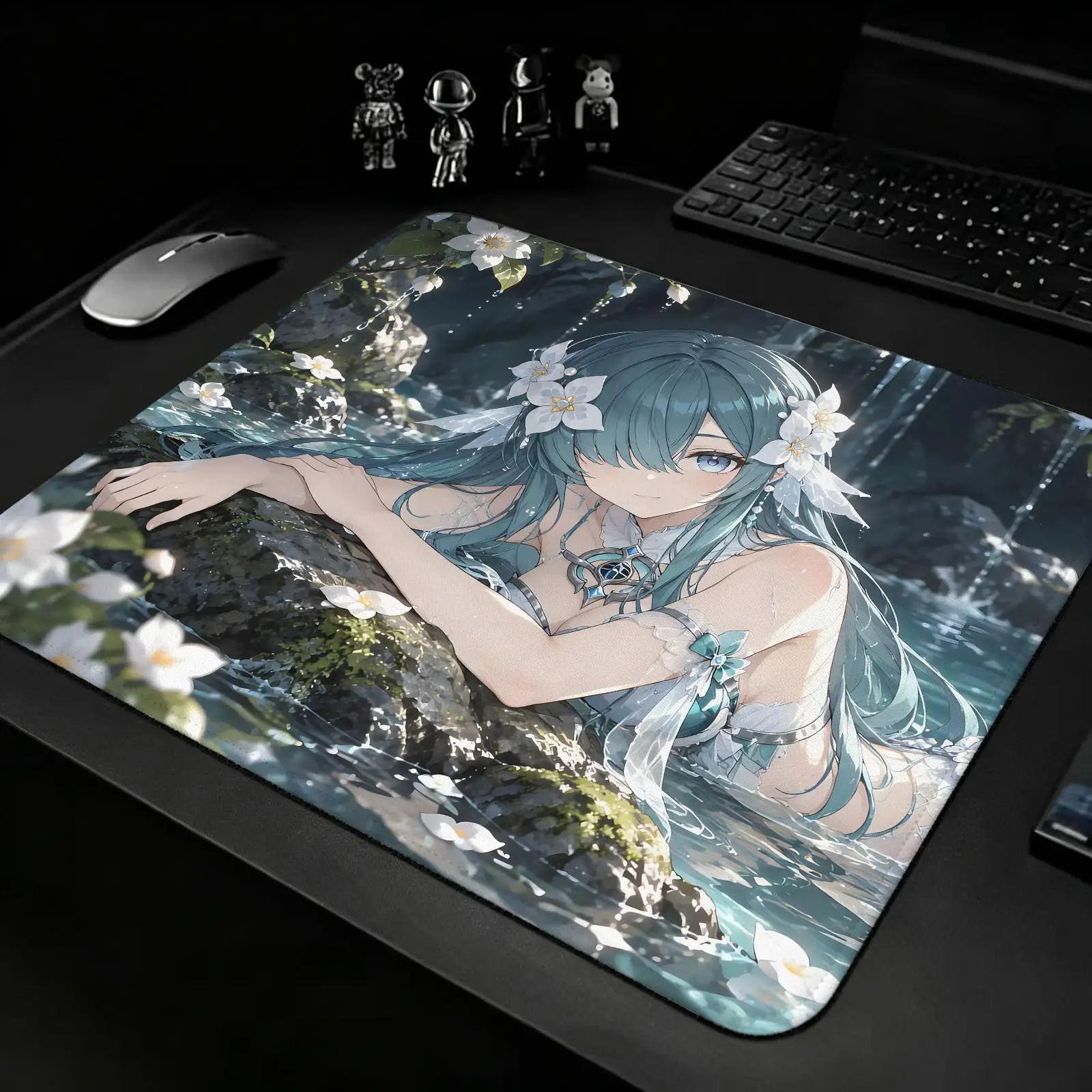 Genshin Impact Vodyanitsa Compact Reinforced Stitched Edge,Portable Non‑Slip Pad for Laptop Office & E‑Sports Game Play