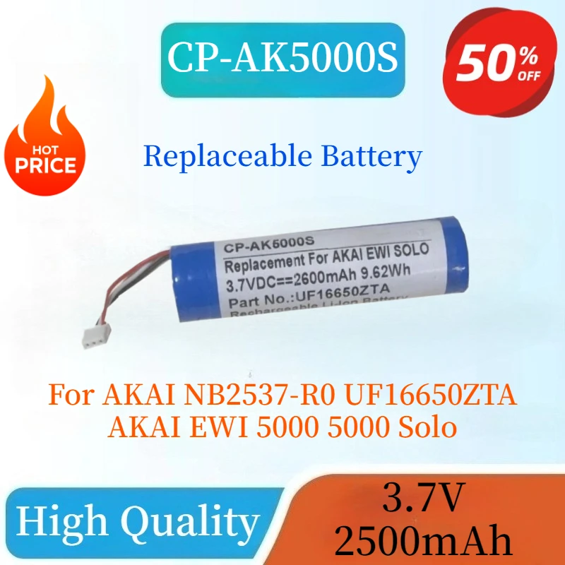 High Capacity 3.7V 2500mAh Replacement Li-Ion Battery for AKAI NB2537-R0 UF16650ZTA AKAI EWI 5000 5000 Solo Rechargeable Battery