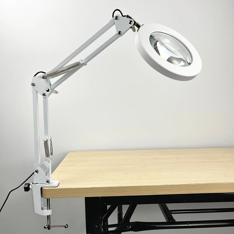 Illuminated Magnifier USB 3 Colors LED Magnifying Glass  With Long Arm Phone Tripod Stand Holder Makeup