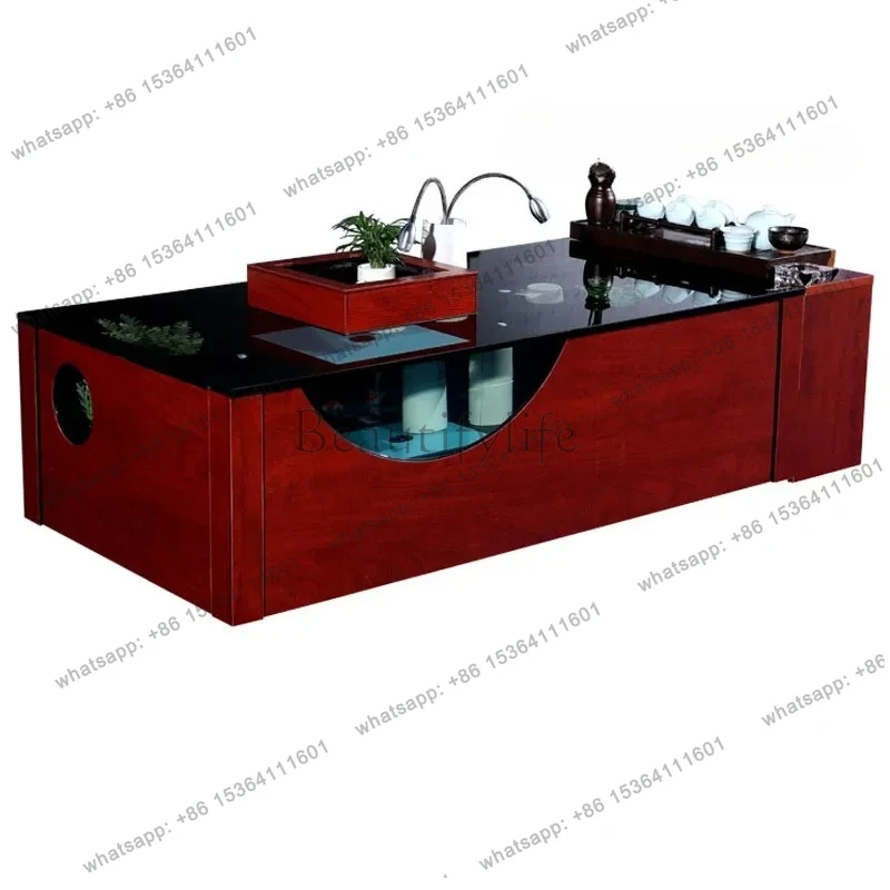 

12Coffee table fish tank living room rectangular multi-functional creative lazy ecological water-free glass coffee table