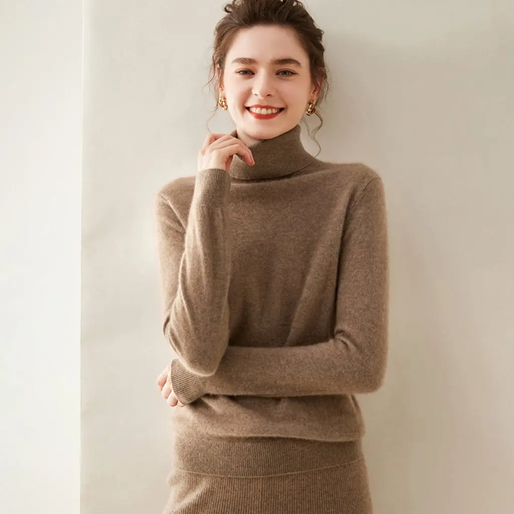 

Soft Cashmere Women's Pure Color Lapel Pullover Classic Knitwear Elegant Work Inner Layer Clothing Style