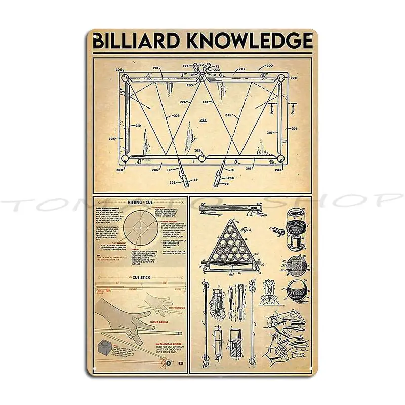 Plaque murale en métal pour les passionnés de billard, idéale pour pub, club, fête, ou comme affiche personnalisée en étain.