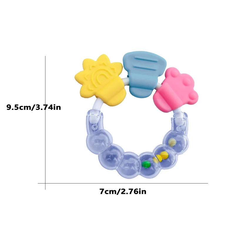 Infants and young children's gum rocking bell, 2-in-1 grinding rod, teething toy, teeth fixator, silicone grip, bite music