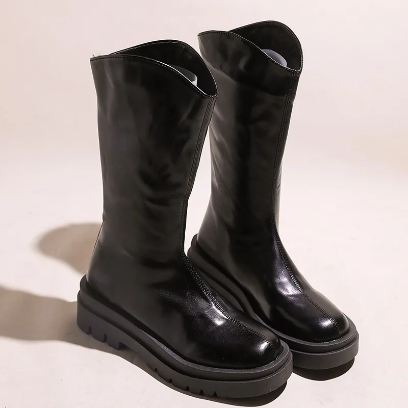 

Flats Women Mid Calf Boots Fashion Elegant Winter Shoes 2025 New Designer Classical Long Boots Cozy Walking Zapatillas De Mujer