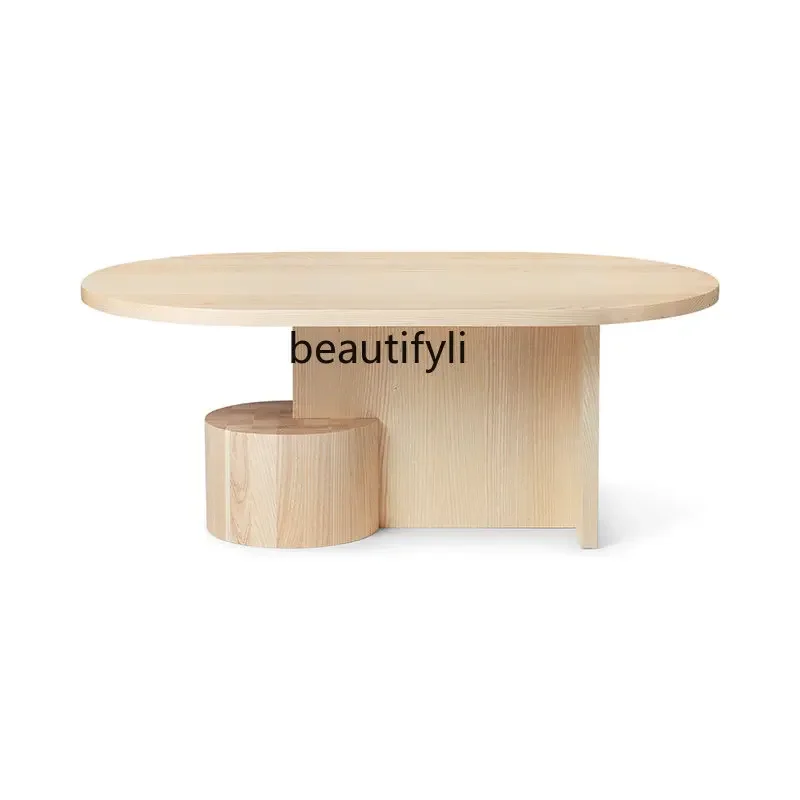 

cc182R1 Nordic Ash Shaped Coffee Table Designer Minimalist Art Solid Wood Creative Danish round Simple Coffee Table furniture
