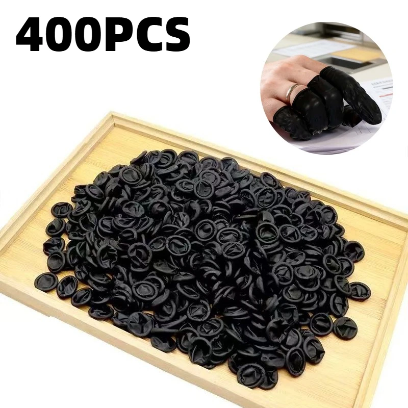 400PCS Black Disposable Finger Cots Multifunctional Detail Cleaning Fingertip Working Beauty Hairdressing Tattoo Tools