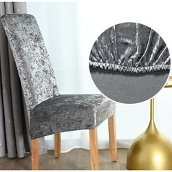 Velvet Dining XL Size Chair Cover Elastic All-inclusive Seat Slipcover Solid Anti-dirt Soft Chair Case Hotel Dining Room Wedding
