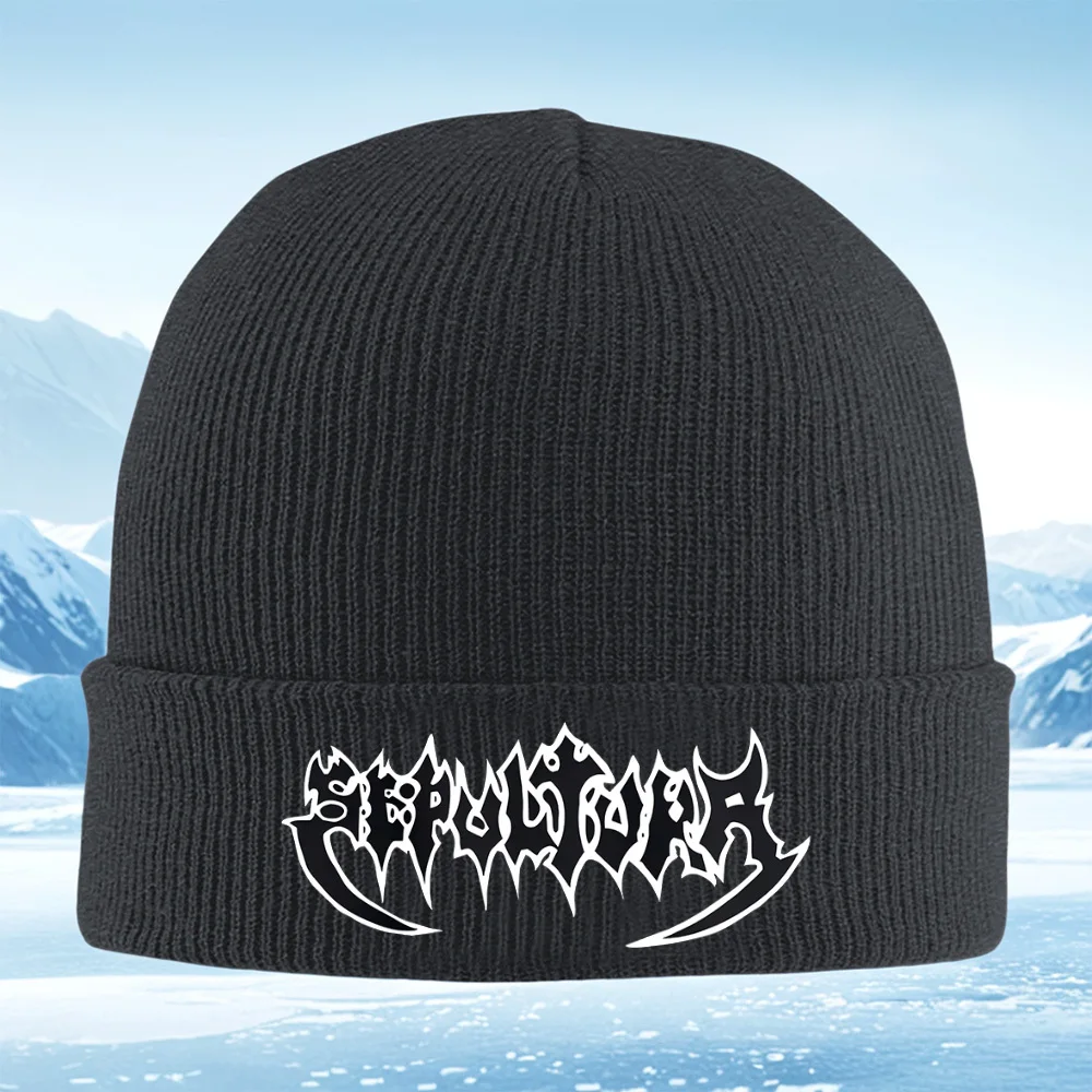 تصميم نص منفعل، أشكال جريئة، خطوط حادة للرجال والنساء للجنسين قبعة محبوكة قبعة صوفية شتوية حرارية دافئة لعيد الميلاد في الهواء الطلق