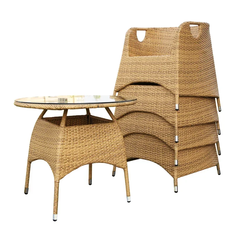 

Outdoor Garden Courtyard Vine Weaving Table and Chair Combination Outdoor Terrace Vine Weaving Chair Waterproof