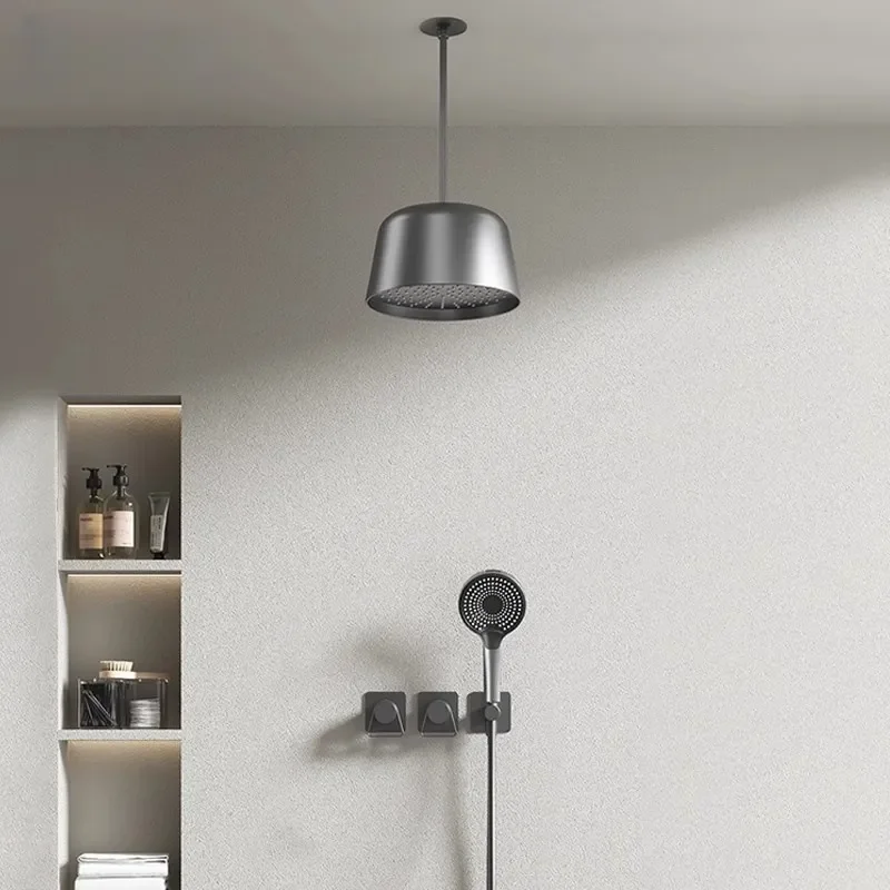 Medieval Style Minimalist Concealed Shower Set Recessed Hot and Cold Rainfall Top Spray for Hotel Bathroom