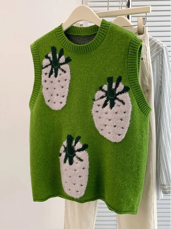 프리 코리안 슬레 라운드 네 풀오버 자수 스웨터 가을 겨울 신상 여성 패션 의류