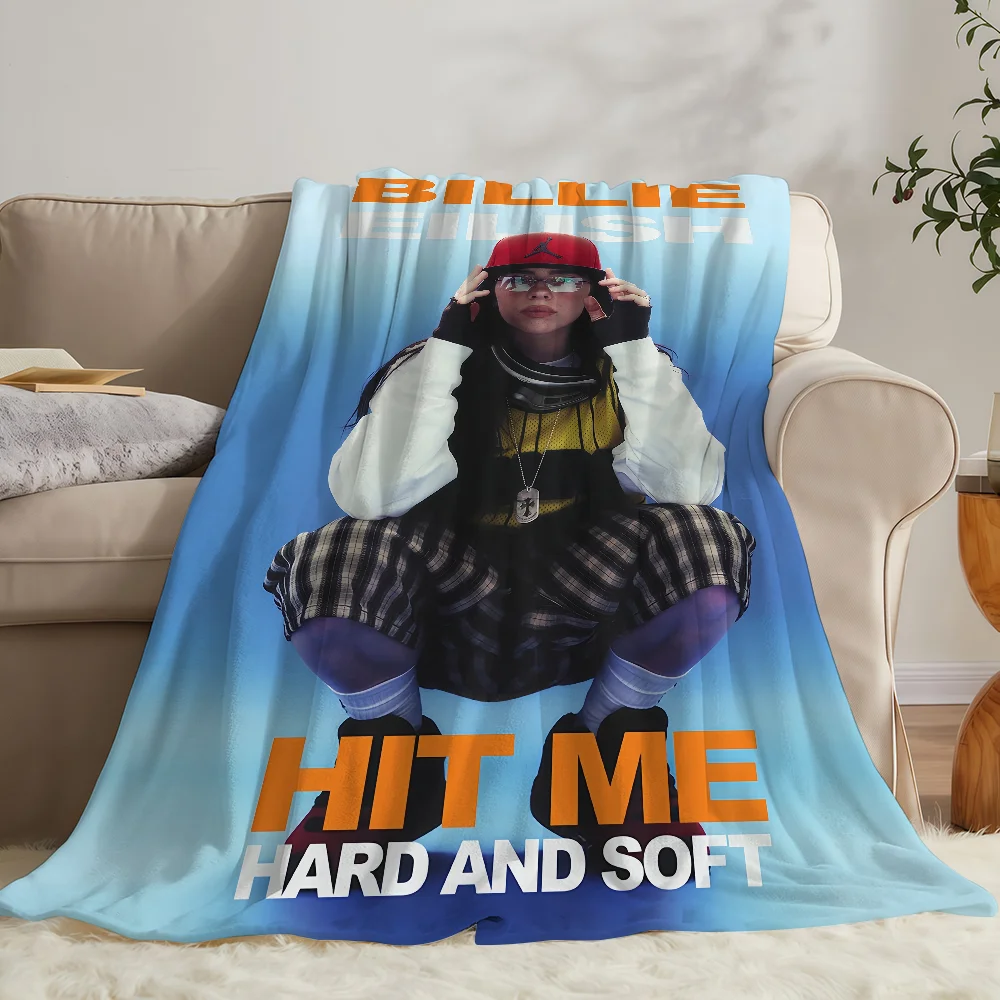 Singer B-Billie Eilish Blanket Soft Warm And Thick Perfect For Bedroom Living Room Bed Sofa Camping Picnic Office Gift