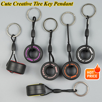 Durable PVC F1 Racing Tire Keychain Mini Cute Car Wheel Pendant Anti-Scratch Car Key Ring Gift for Men Auto Lovers Accessories